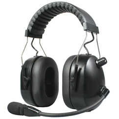 <b>HBB-EM-OHB Series - Dual Earmuff Headset</b>: Aviation Style (over-the-head) Dual Muff Headset. Flat Black finish. CERTIFIED NRR 24dB. 3 Year Warranty!